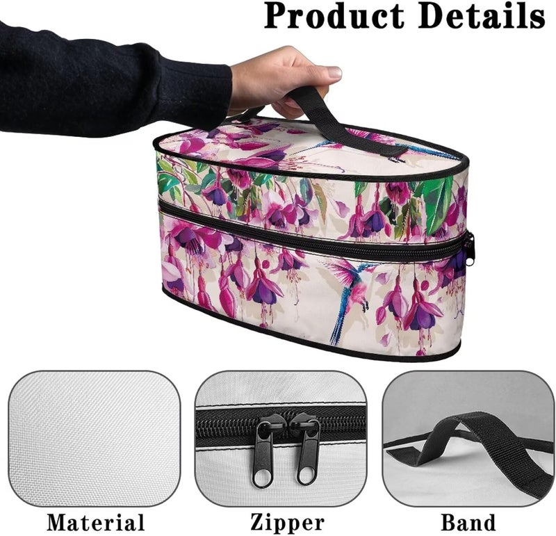 Goncariar Iron Storage Case, Lightweight Foldable Steam Iron Case Bag, Floral Hummingbird Irons Carrying Storage Bag - Dustproof & Easy to Carry - Image 5